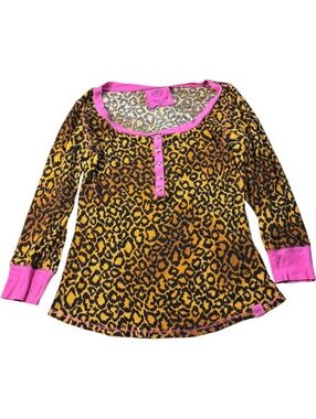 Victoria’s Secret Y2K Leopard Print Thermal Henley Top